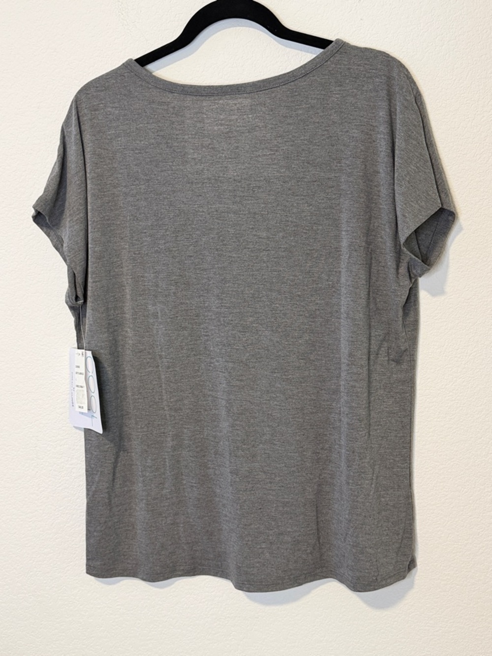 Women's Soft Gray Short Sleeve Button-Front V-Neck Top Shirt Tee Blouse - Picture 5 of 8